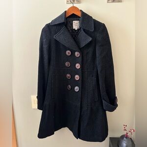 Nanette Lepore A-Line Wool Coat with Statement Wooden Buttons